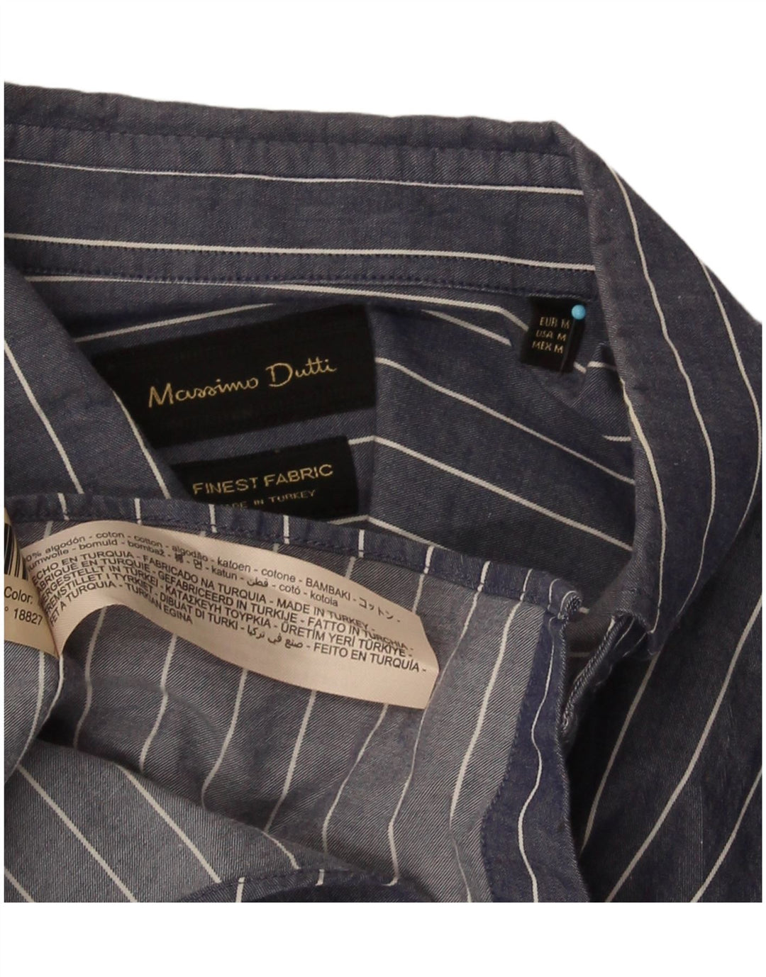Camisa Massimo Dutti Hombre Regular Fit Algodón Rayas Azul Marino Medio