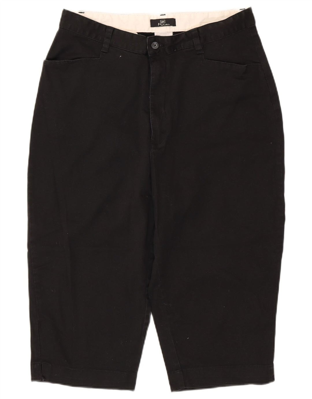 LEE Pantalones capri de cintura alta para mujer, color caqui, US 16 2XL W32 L18, algodón negro