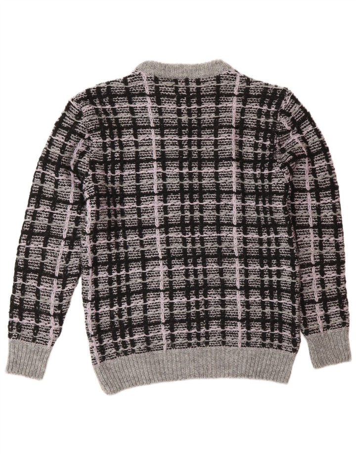 Zara Hombre Jersey Cuello Redondo Jersey Acrílico Cuadros Gris Medio