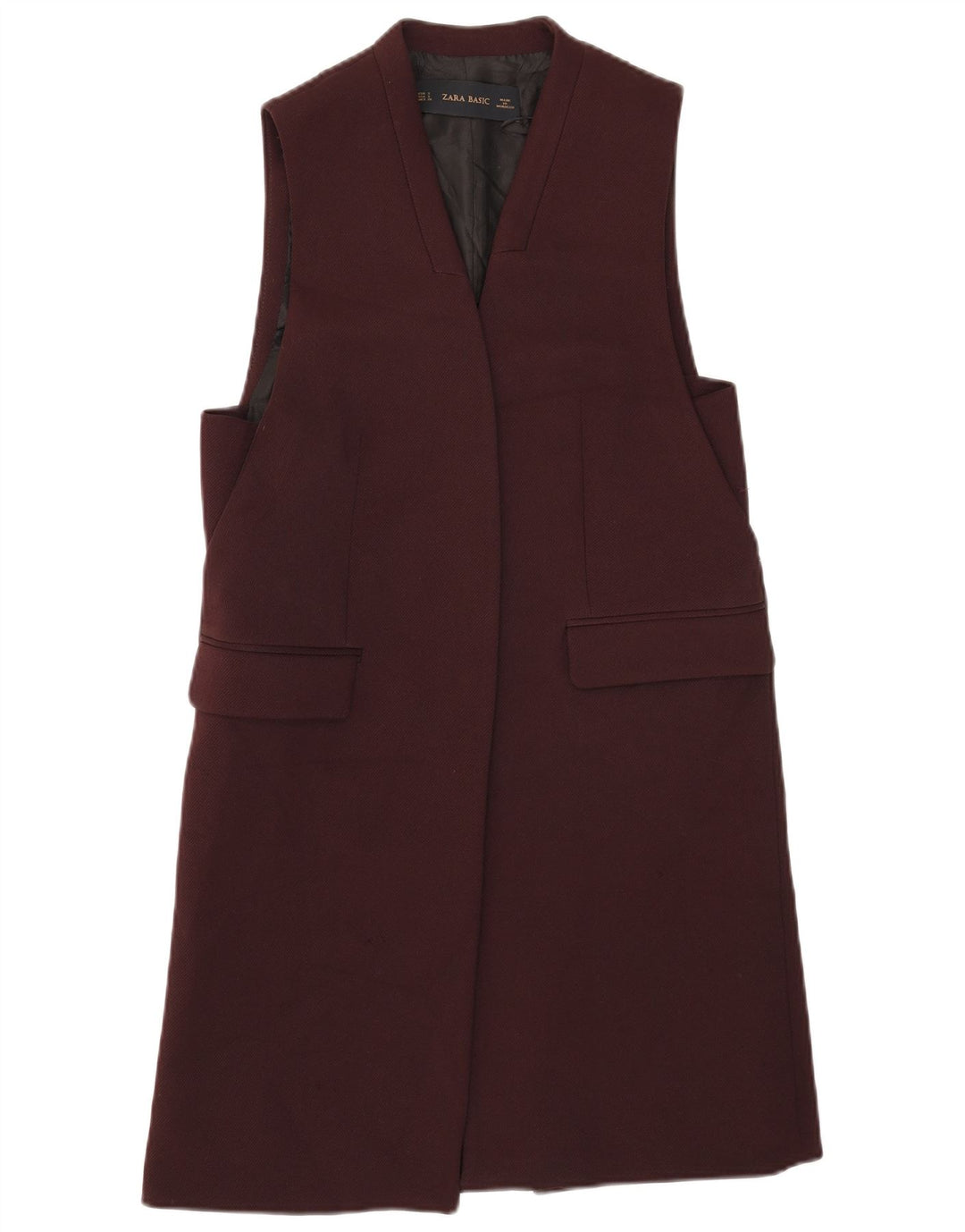 Chaleco abierto ZARA Mujer UK 10 Small Granate Poliéster