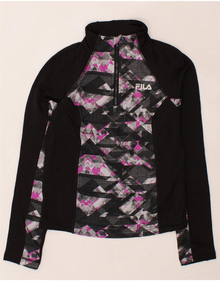 FILA Womens Pullover Tracksuit Top UK 10 Small Black Colourblock Vintage Fila and Second-Hand Fila from Messina Hembry 