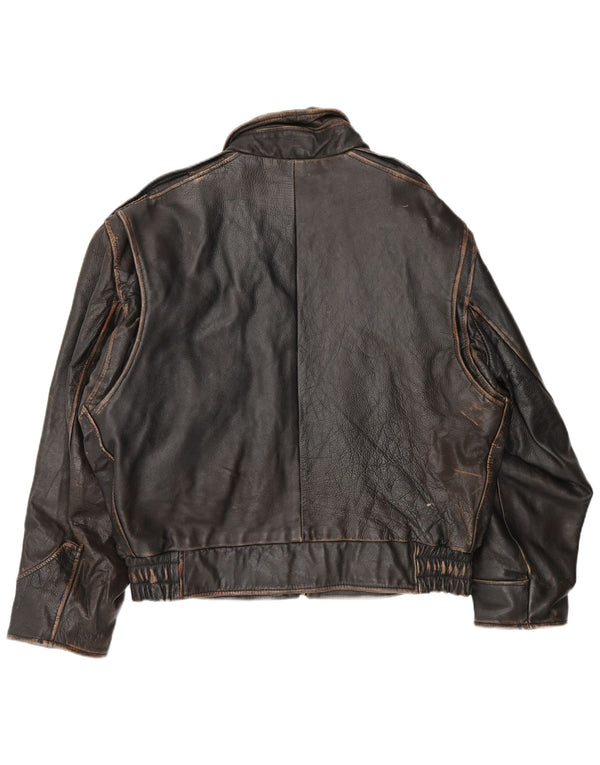 Bomboogie Chaqueta Bomber de Cuero para Hombre UK 42 XL Cuero Marrón