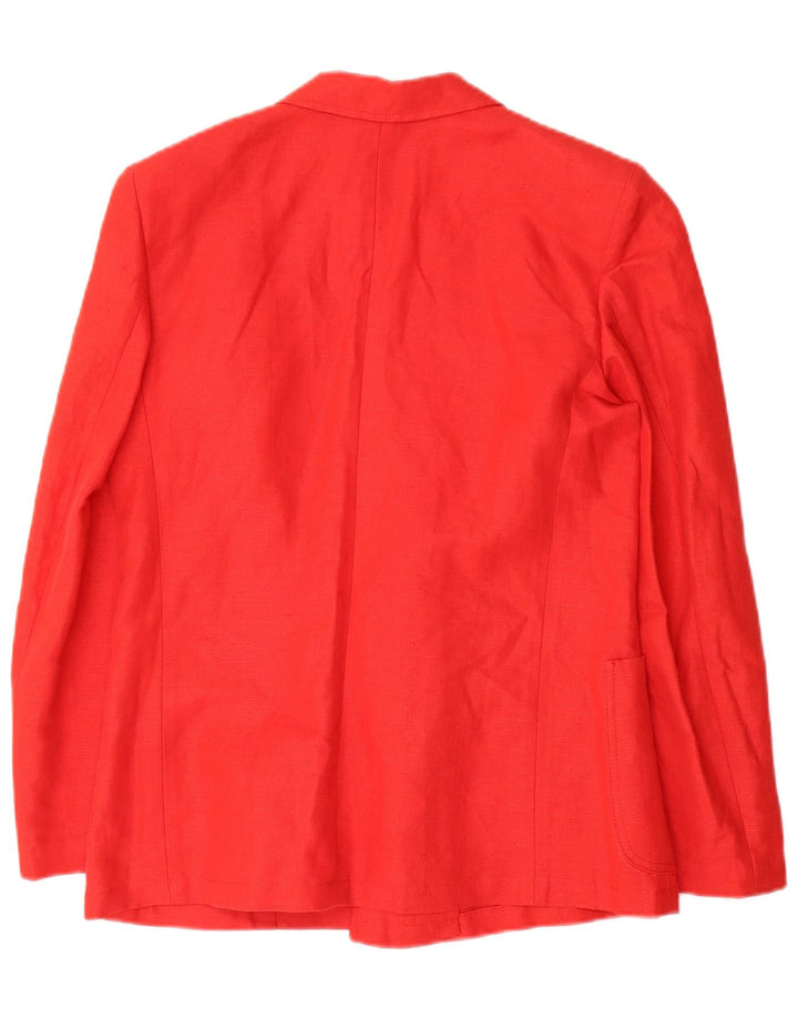 Vintage mujer doble pecho Blazer chaqueta IT 46 lino rojo grande