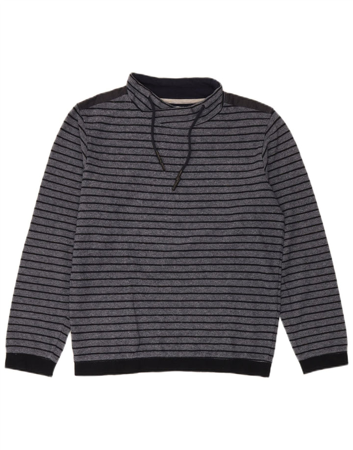Essentials Hombre Top Manga Larga Pequeño Azul Marino Rayas