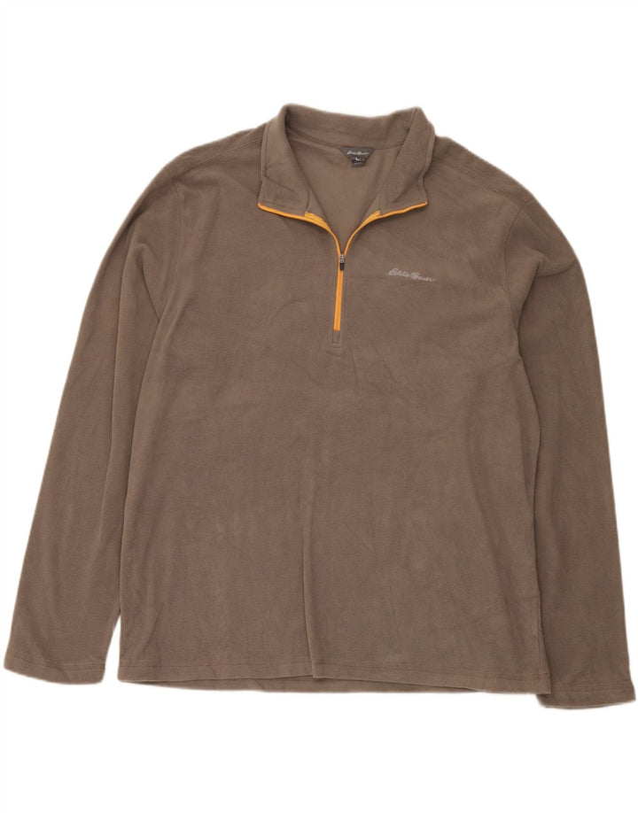 EDDIE BAUER Jersey polar con cuello y cremallera para hombre XL Poliéster gris