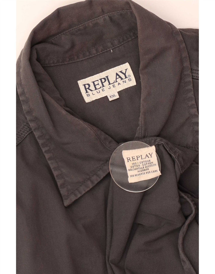 Replay Camisa vaquera para hombre 2XL Algodón gris