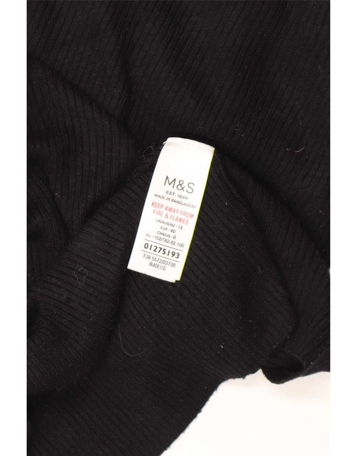 Marks & Spencer Suéter tipo jersey con cuello vuelto para mujer UK 42 Viscosa negra mediana