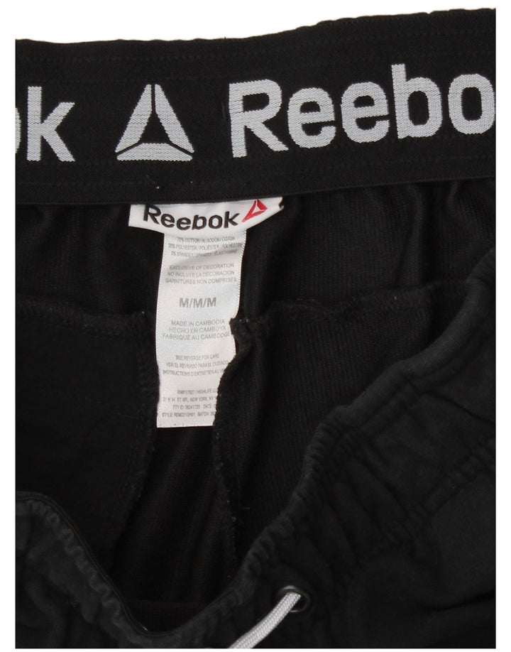 Reebok - Pantalones cortos deportivos para hombre, algodón negro mediano