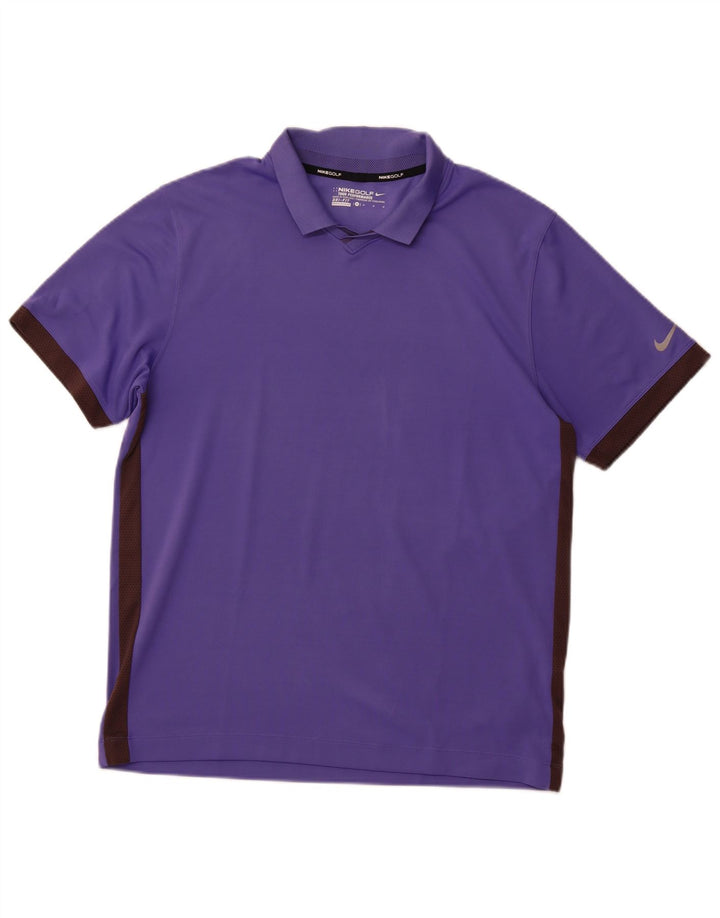 NIKE Polo Dri Fit para Hombre Poliéster Color Block Morado Medio