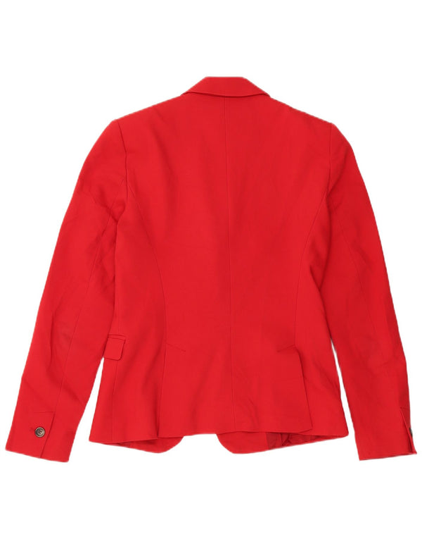 Zara - Chaqueta tipo blazer con 1 botón para mujer, talla 40, talla pequeña, algodón rojo