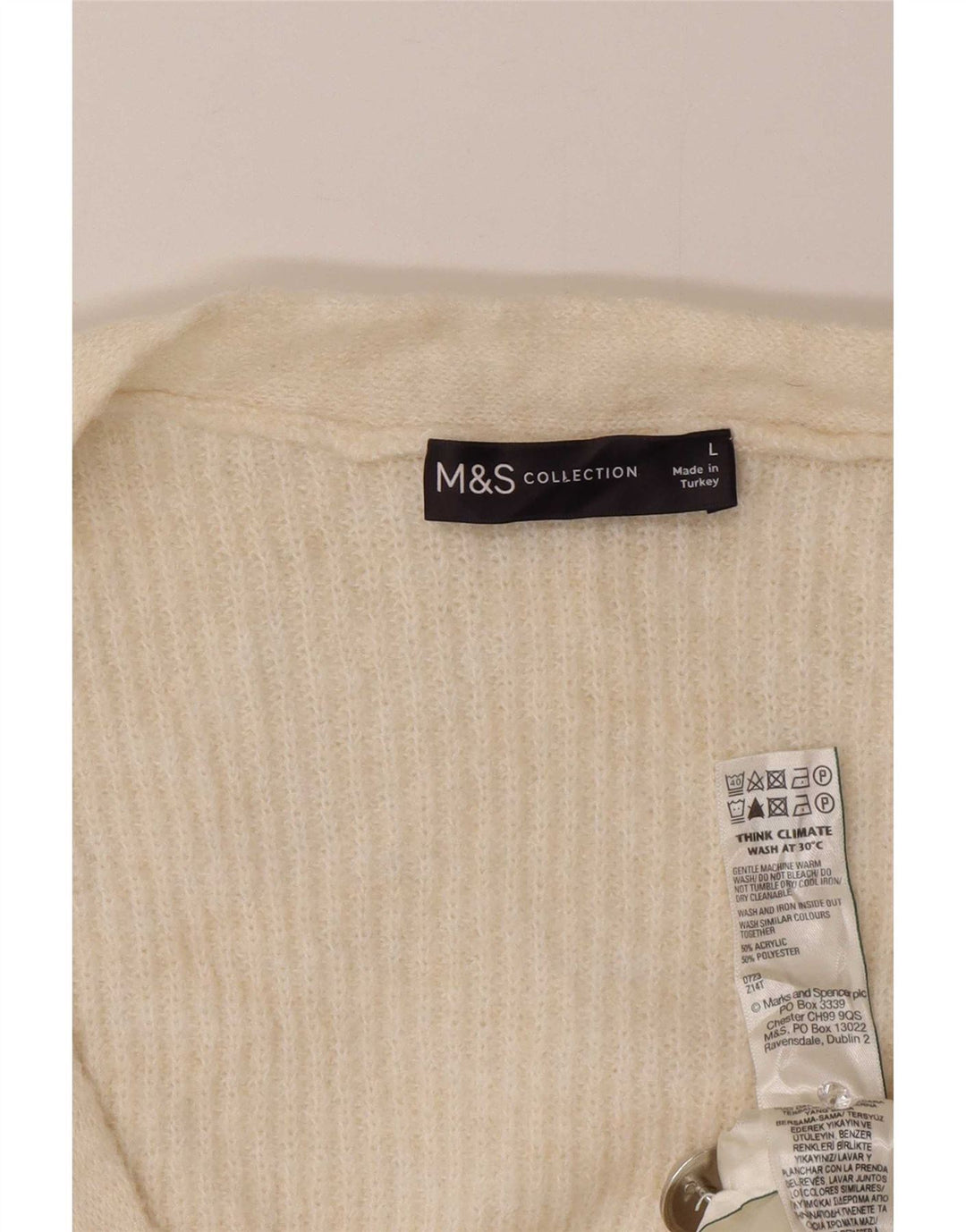 Marks & Spencer Suéter tipo cárdigan extragrande para mujer UK 46 Large Off White