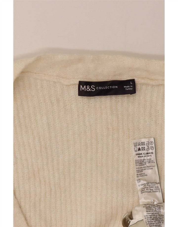 Marks & Spencer Suéter tipo cárdigan extragrande para mujer UK 46 Large Off White