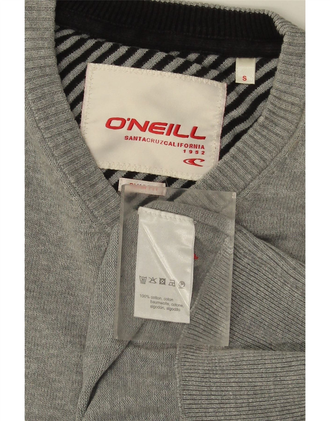 O'Neill Jersey con cuello en V para hombre pequeño de algodón gris