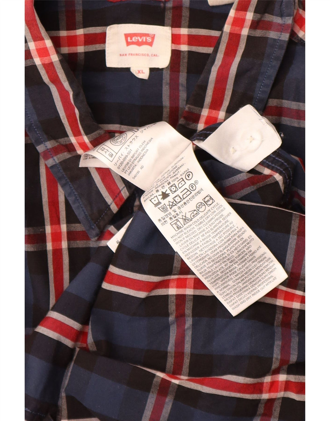 Camisa LEVI'S Hombre XL Azul Marino Cuadros Algodón