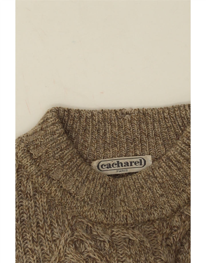 Cacharel Jersey De Cuello Redondo Para Hombre Suéter Grande Beige Fair Isle