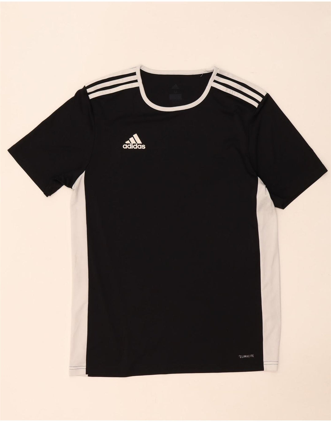 Adidas Hombre Climalite Camiseta Top Medio Negro Colorblock Poliéster