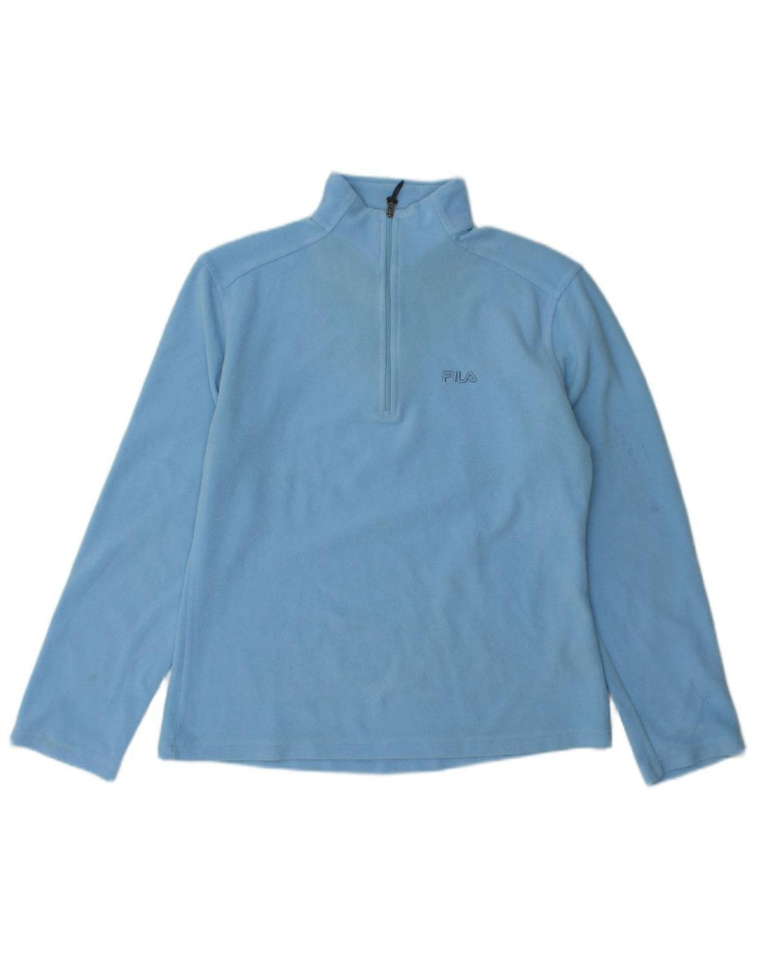 FILA Womens Zip Neck Fleece Jumper UK 14 Large Blue Polyester