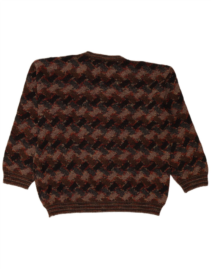 West Port Suéter con Cuello en V para Hombre Grande Marrón Geométrico