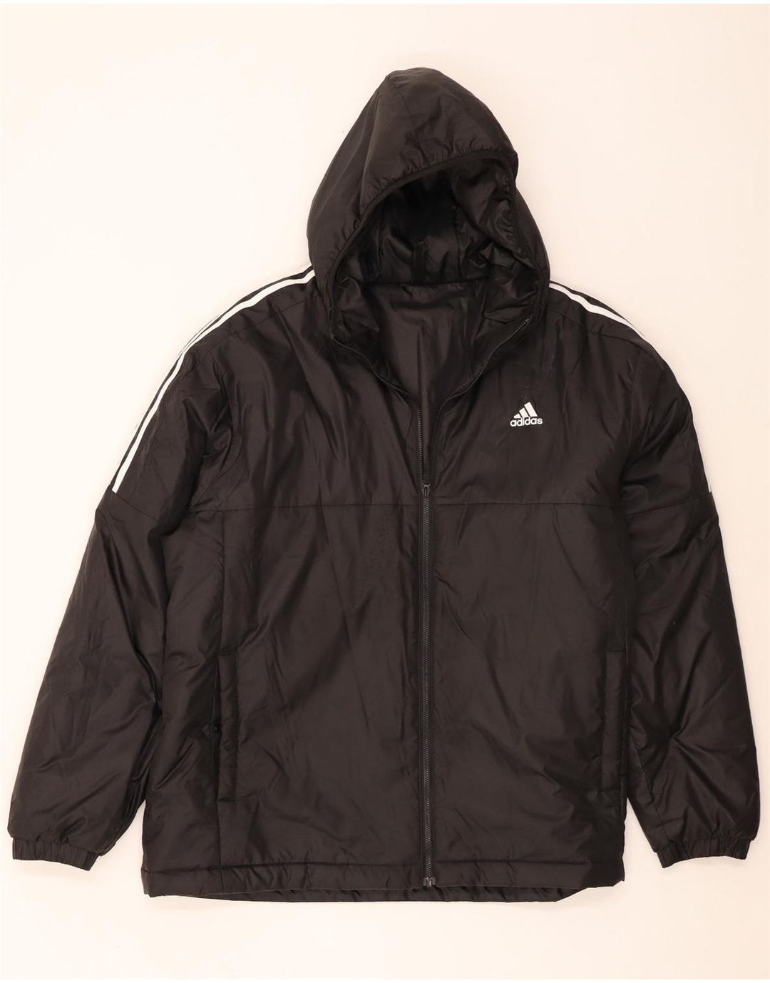 Adidas Chaqueta cortavientos con capucha para hombre UK 44 2XL Poliéster negro