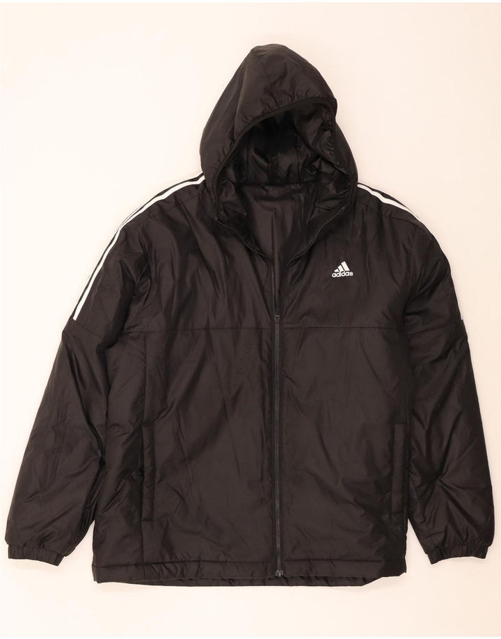 Adidas Chaqueta cortavientos con capucha para hombre UK 44 2XL Poliéster negro