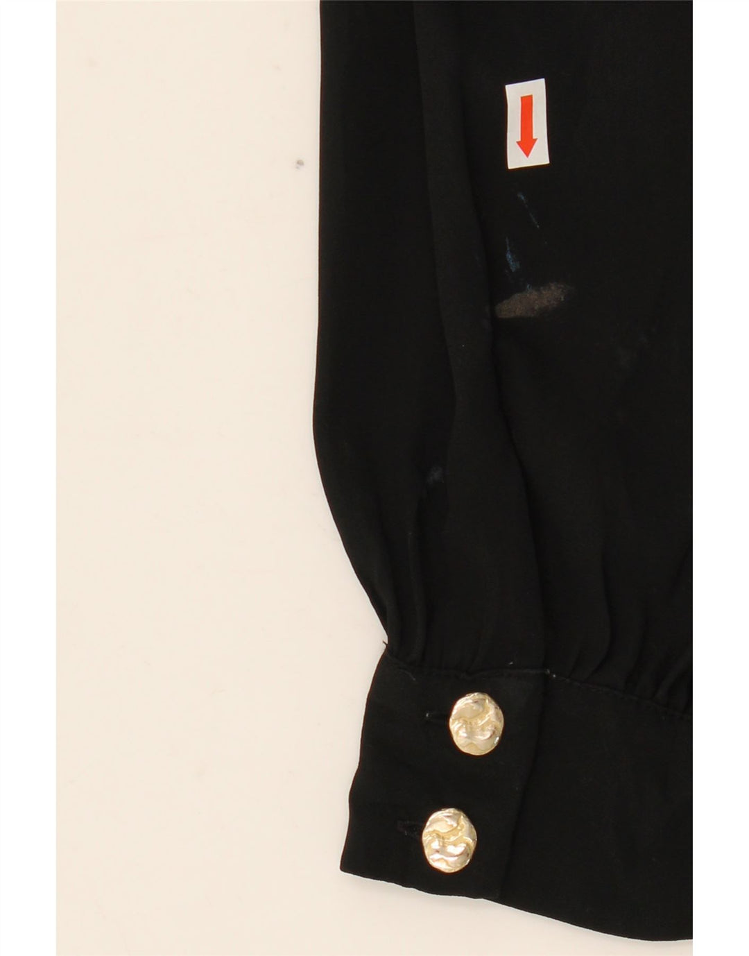 Zara Blusa de manga larga con lazo frontal para mujer UK 10 Small Poliéster negro