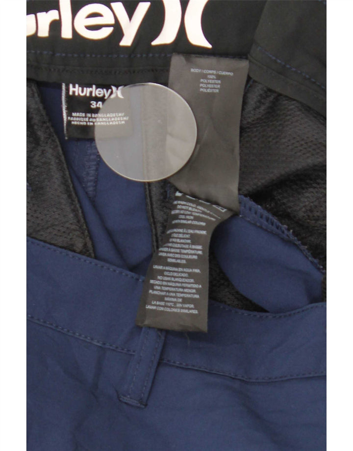 Hurley Pantalones cortos chinos para hombre W34 Large Poliéster azul marino