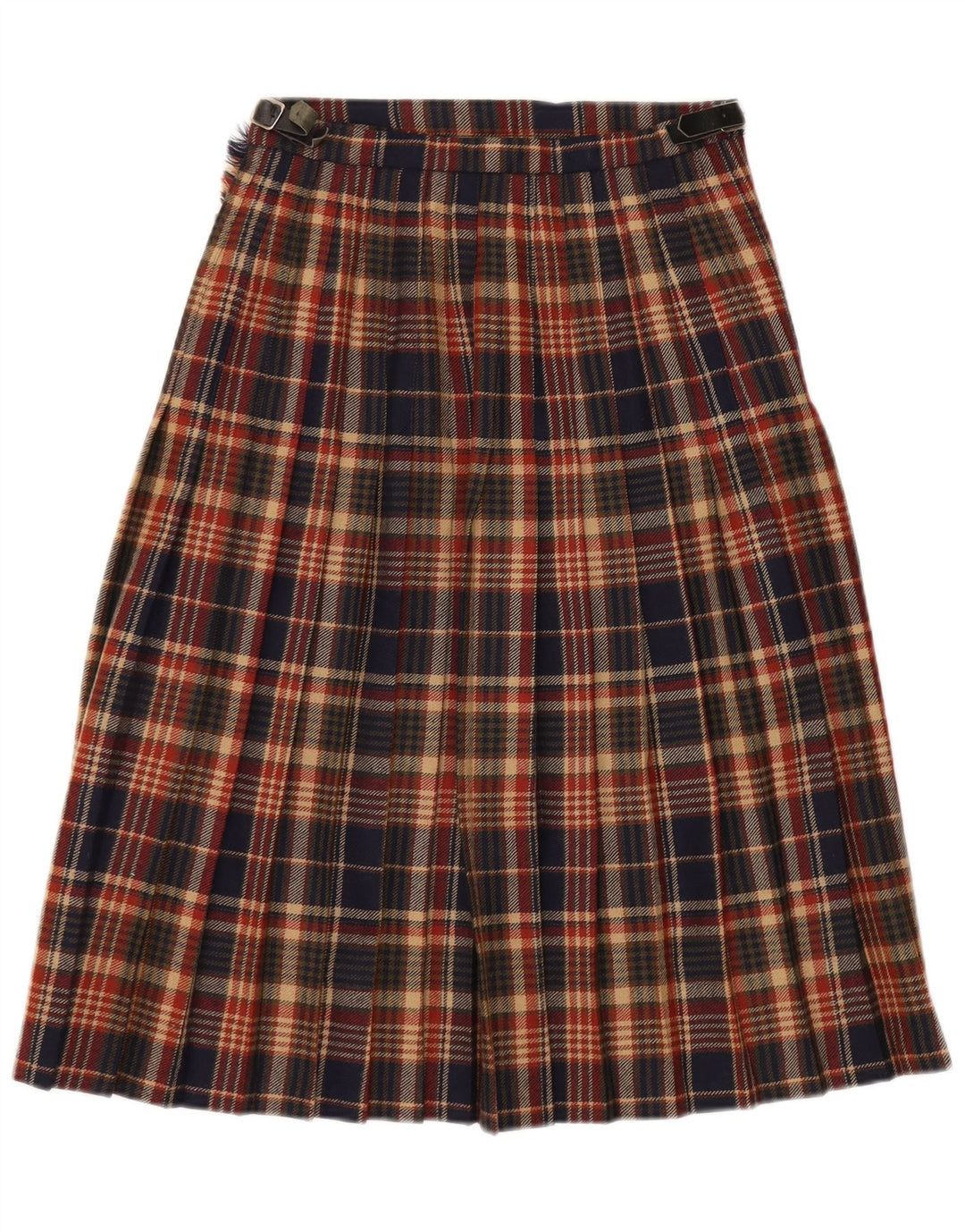 Falda envolvente vintage para mujer Reino Unido 12 Mediana W27 Lana virgen a cuadros multicolor