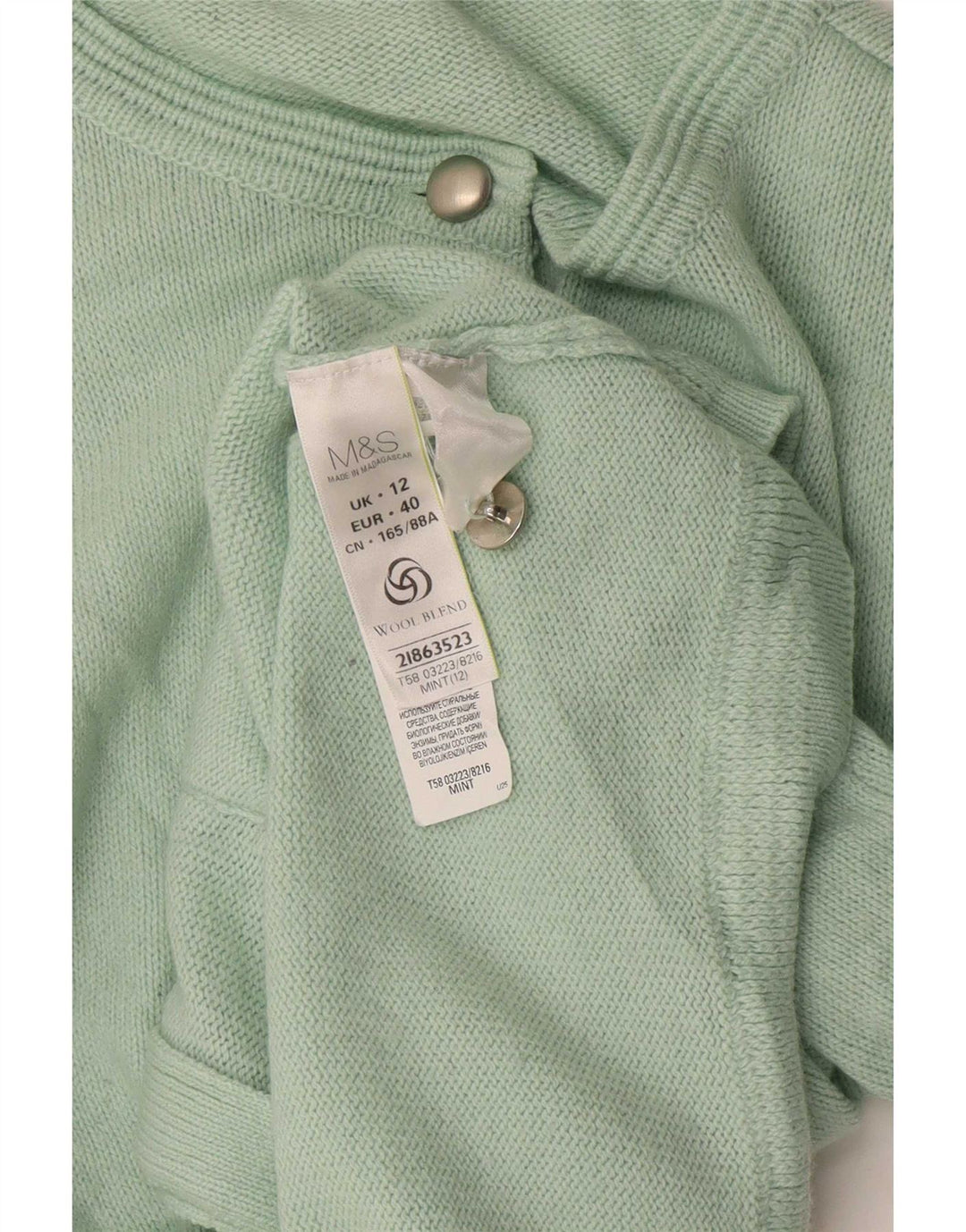 Marks & Spencer Suéter Cárdigan para Mujer Reino Unido 12 Acrílico Verde Medio