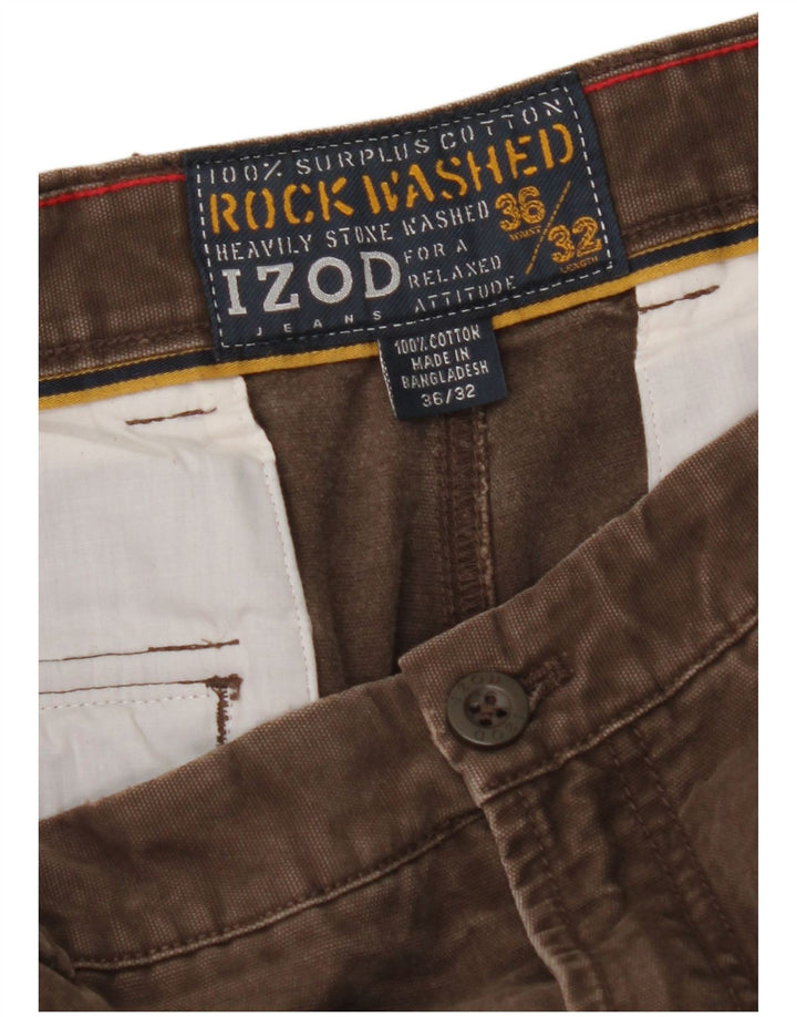 IZOD Pantalones cargo rectos para hombre W36 L32 Algodón marrón
