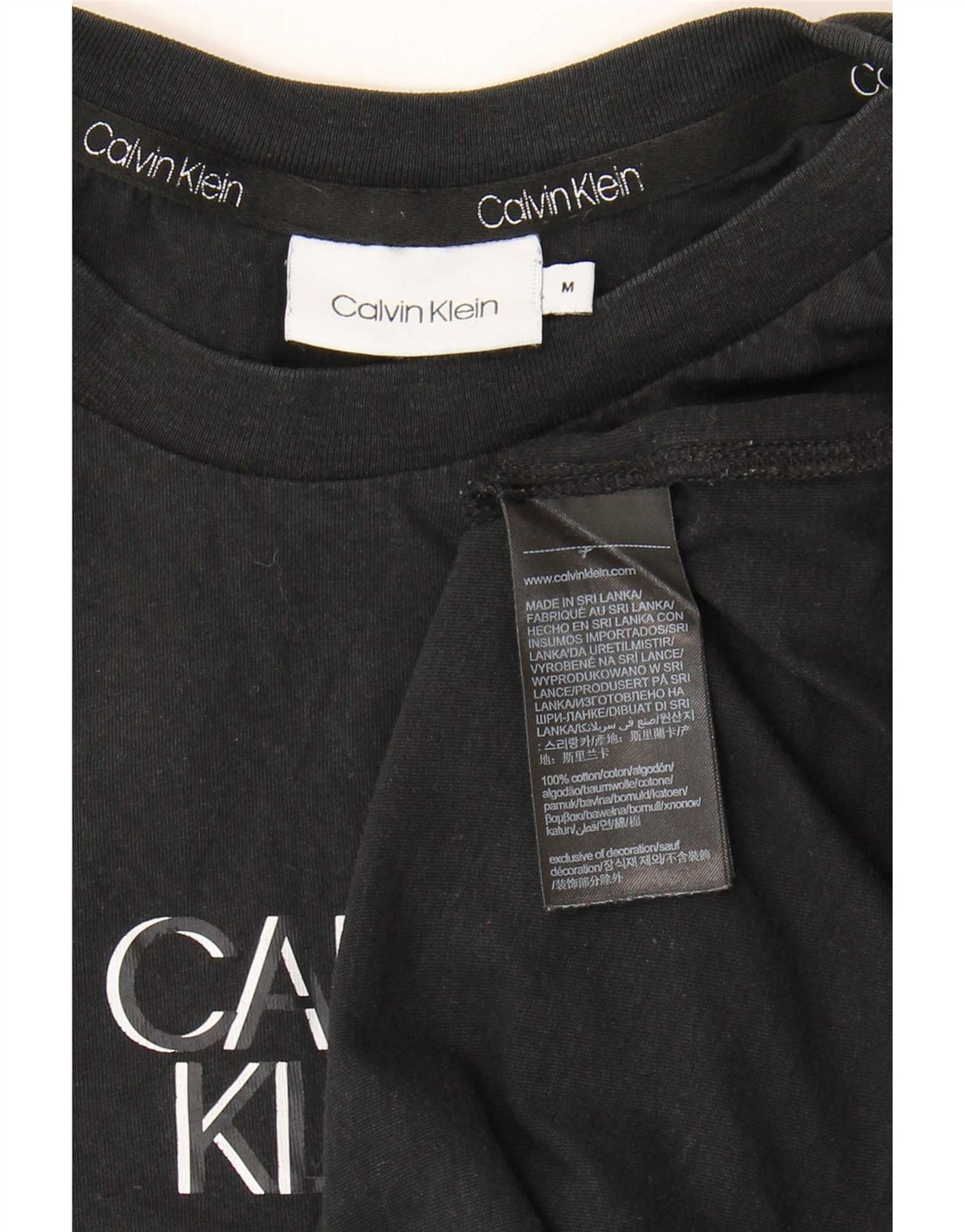 Calvin Klein Camiseta gráfica para hombre Top mediano de algodón negro