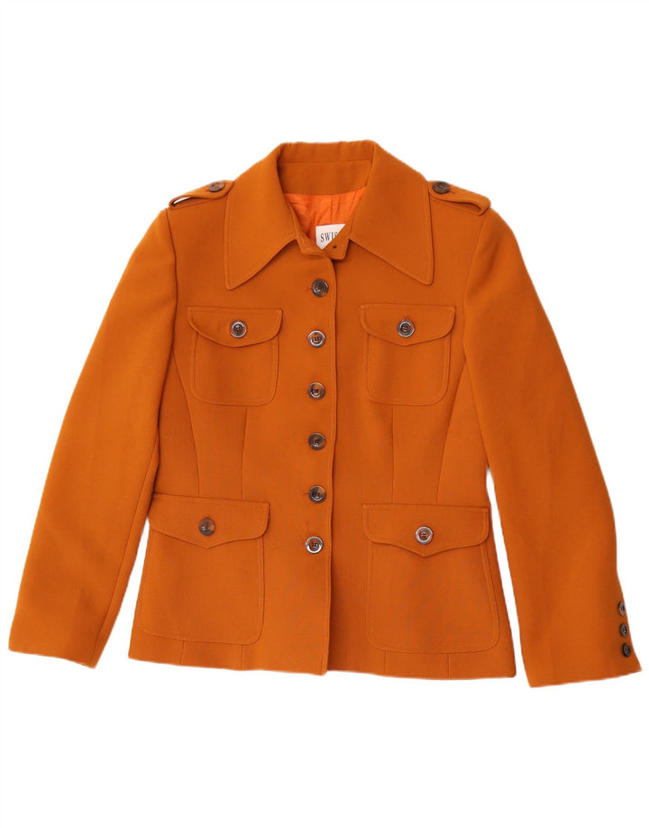 Swish Chaqueta militar de 6 botones para mujer IT 46 Poliéster marrón grande