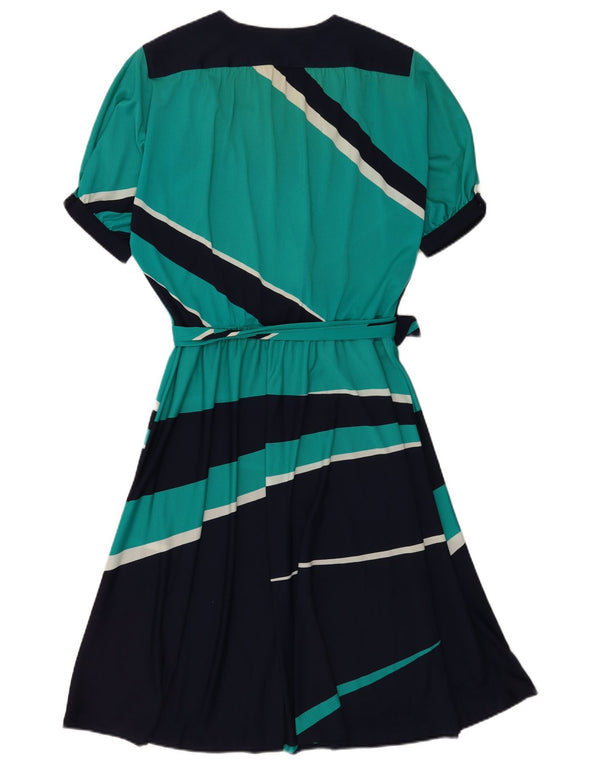 Vestido acampanado de manga 1/2 para mujer Elle EU 44 XL Azul marino Colorblock
