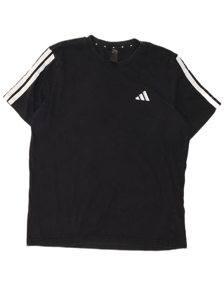 Adidas - Camiseta para hombre, talla grande, algodón negro