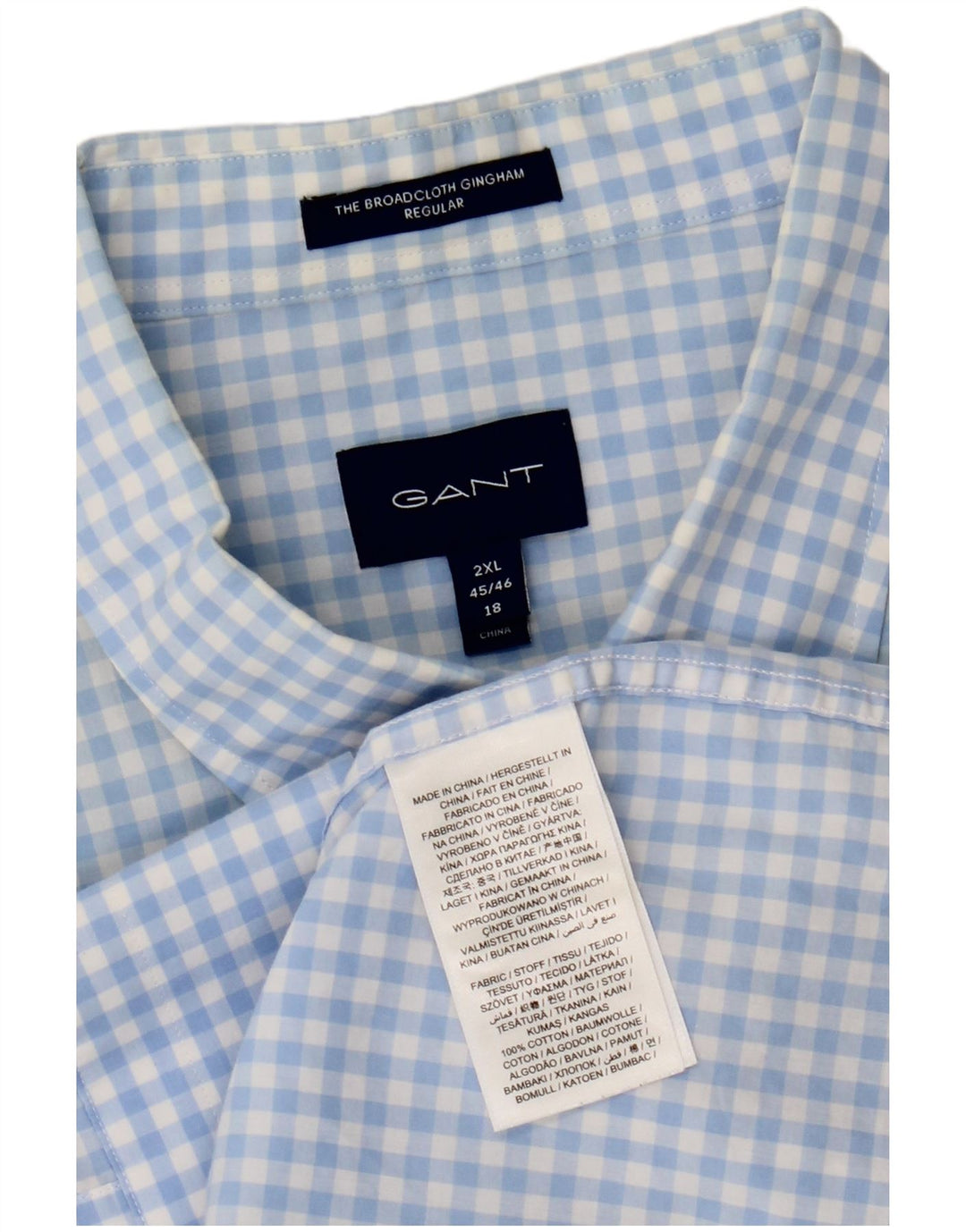 Camisa Gant Regular Fit para hombre Talla 45/46 18 2XL Algodón a cuadros azul