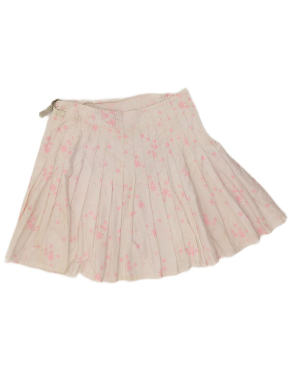 Minifalda plisada para mujer Custo EU 40 Medium W28 Algodón floral blanco