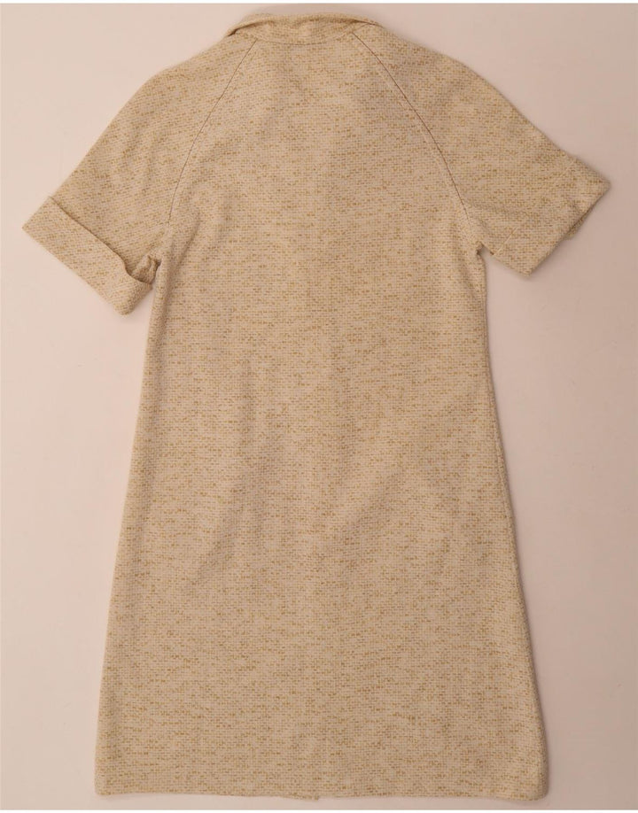 Vintage mujer cambio vestido Reino Unido 14 medio beige moteado
