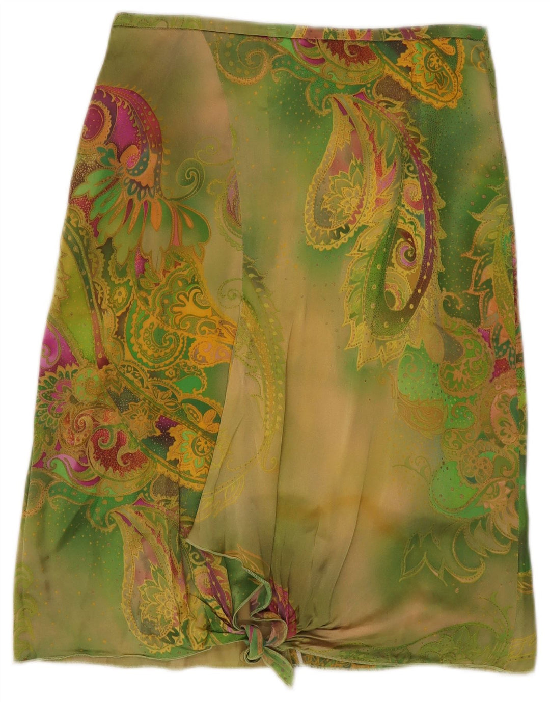 Vintage mujer A-Line falda W30 verde medio Paisley