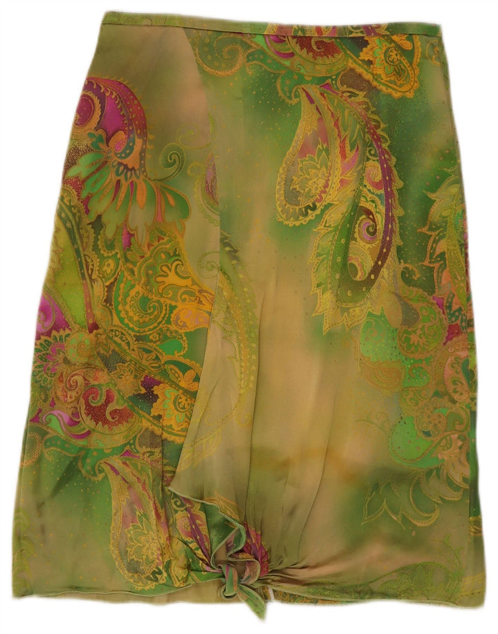 Vintage mujer A-Line falda W30 verde medio Paisley