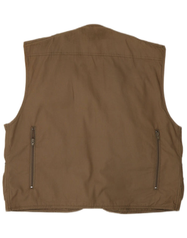 Vintage hombres utilidad Gilet Reino Unido 42 XL algodón marrón