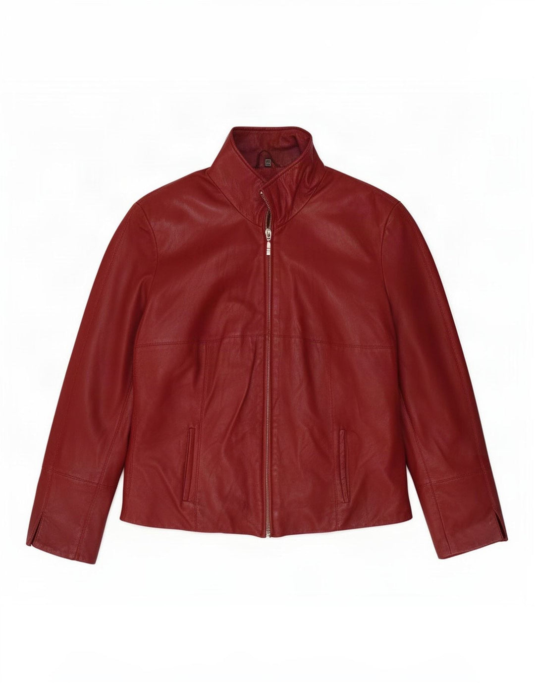 Chaqueta de cuero vintage para mujer IT 44 Borgoña mediana
