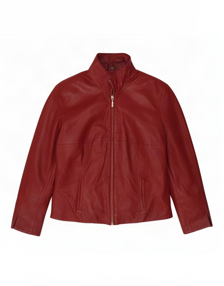 Chaqueta de cuero vintage para mujer IT 44 Borgoña mediana
