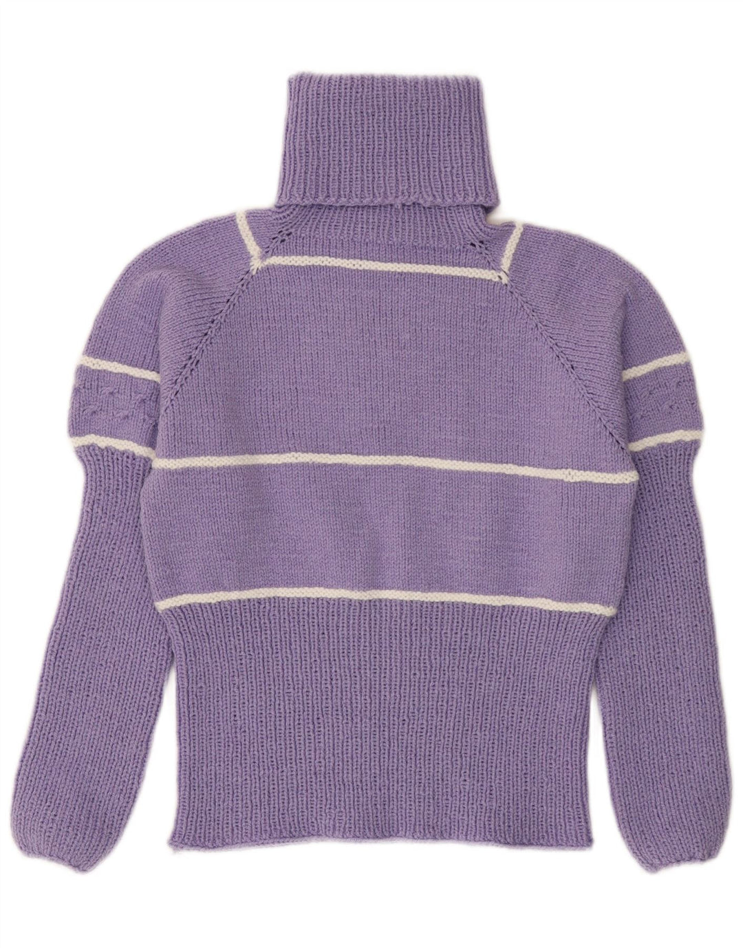 VINTAGE Mujer Roll Neck Jumper Suéter Reino Unido 10 Pequeño Púrpura Rayas