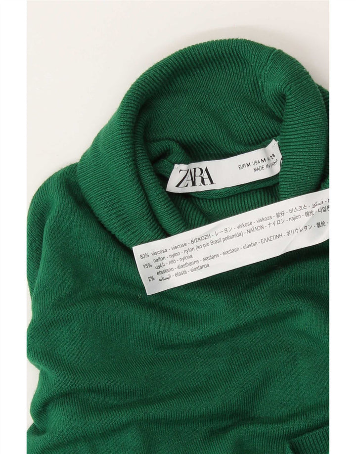 Zara - Jersey con cuello vuelto para mujer, talla 40, viscosa verde medio