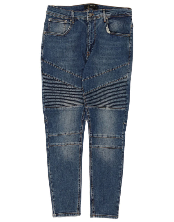 Zara Jeans ajustados para hombre EU 44 Large W34 L27 Algodón patchwork azul