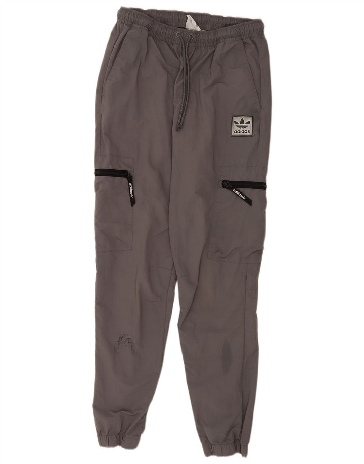Adidas Hombre Cargo Chándal Pantalones Joggers Nylon Gris Medio