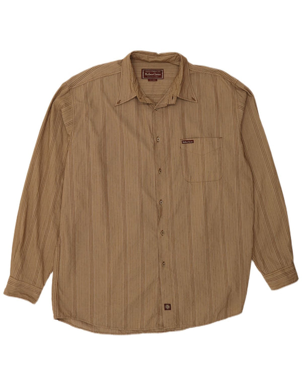 Marlboro Classics Camisa para hombre 2XL Algodón a rayas beige