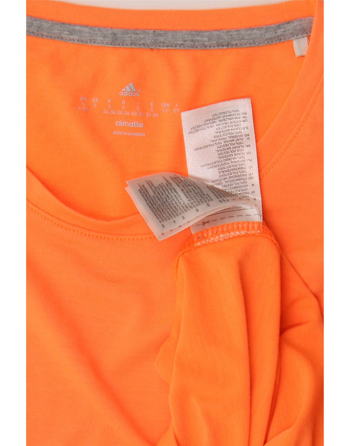 ADIDAS Womens Climalite T-Shirt Top UK 8/10 Small Orange Polyester Vintage Adidas and Second-Hand Adidas from Messina Hembry 