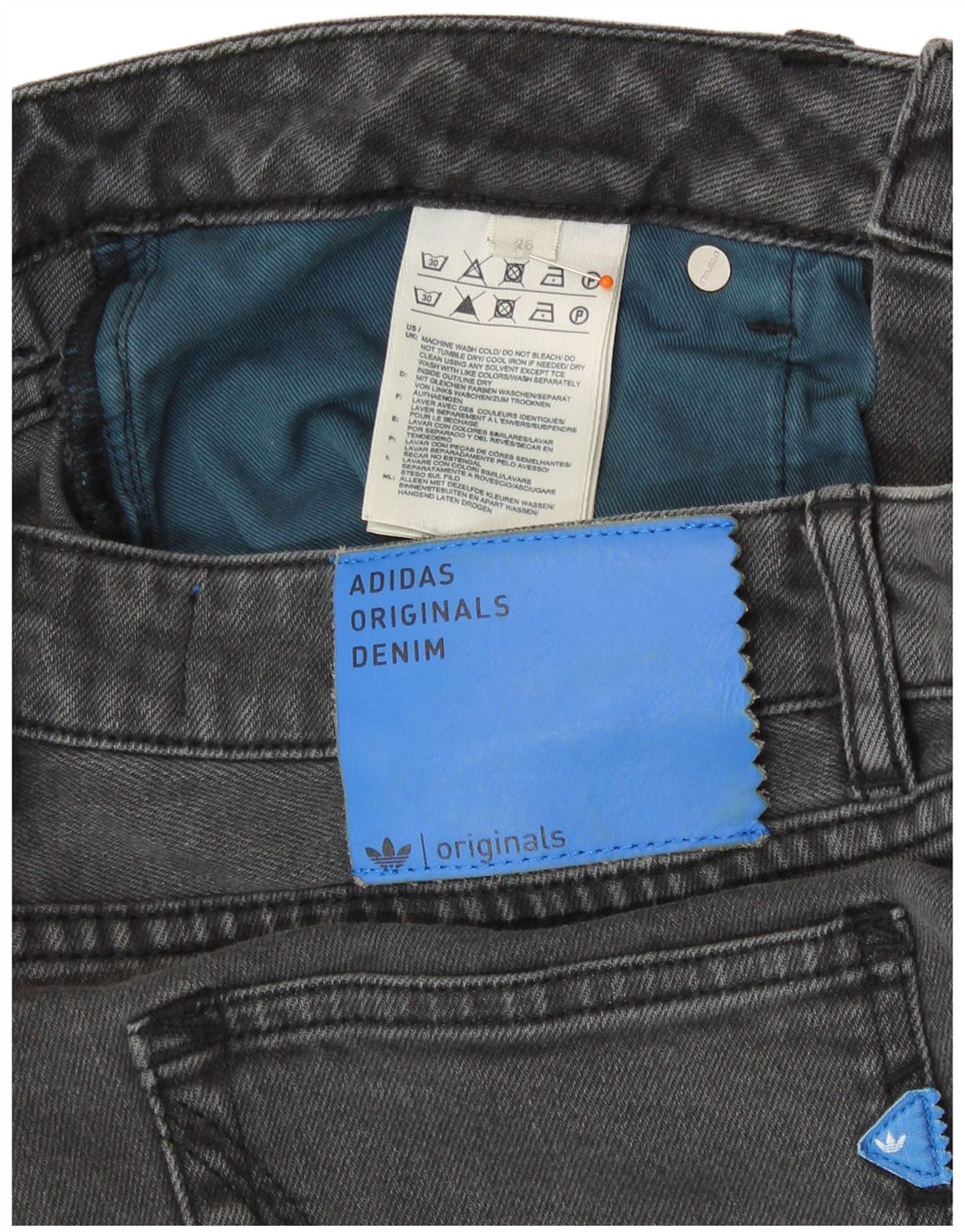 ADIDAS Pantalones cortos de mezclilla para mujer W26 Pequeño algodón gris