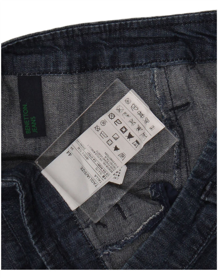 BENETTON Falda vaquera para mujer IT 44 Medium W30 Azul marino Algodón