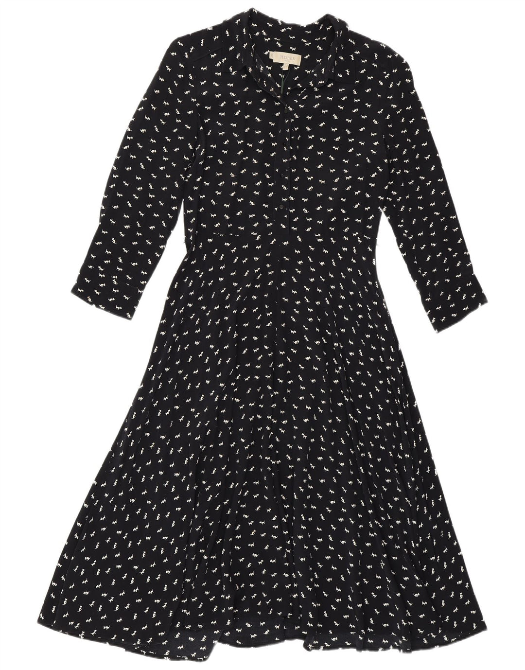 Hobbs Vestido acampanado para mujer UK 10 Small Azul marino Estampado animal Viscosa